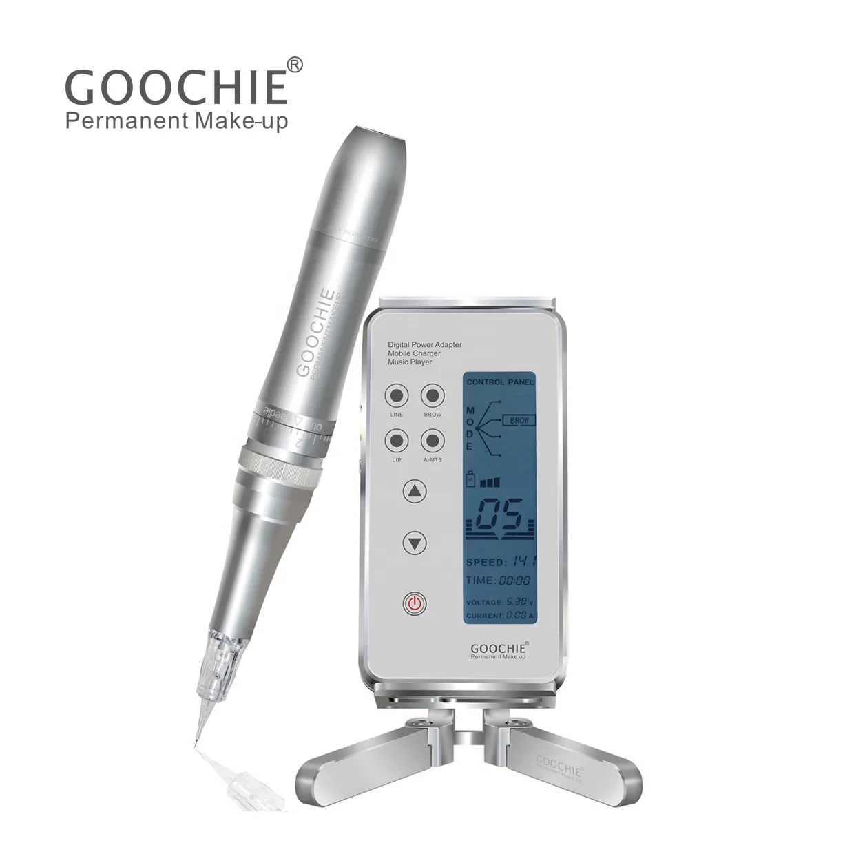 

Goochie Brand G6 Medical Grade Digital Tattoo Machine Pen For Permanent Makeup, Silver