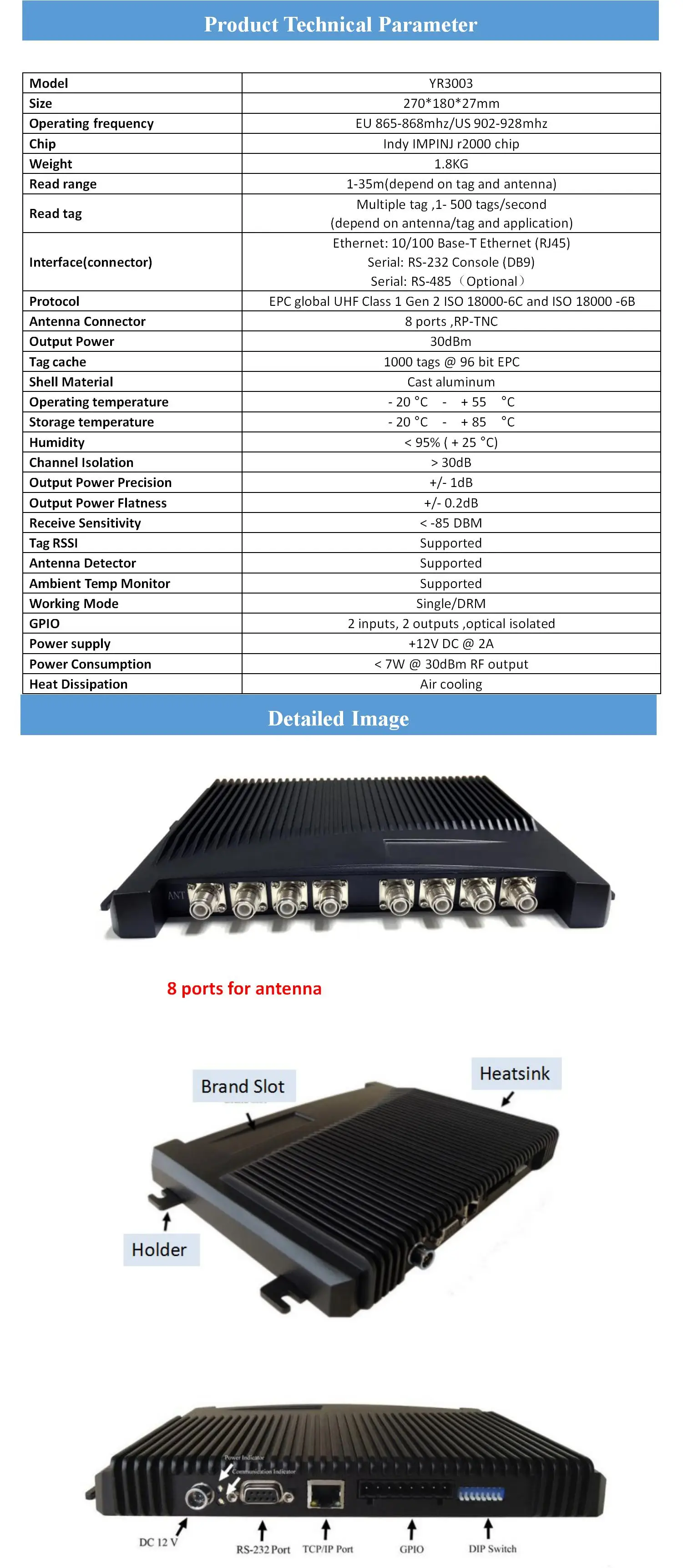 8 포트 고정 Uhf Rfid 리더 Impinj R2000 칩 리더 Rfid 스포츠 타이밍 시스템 창고 관리 장거리 840 ...