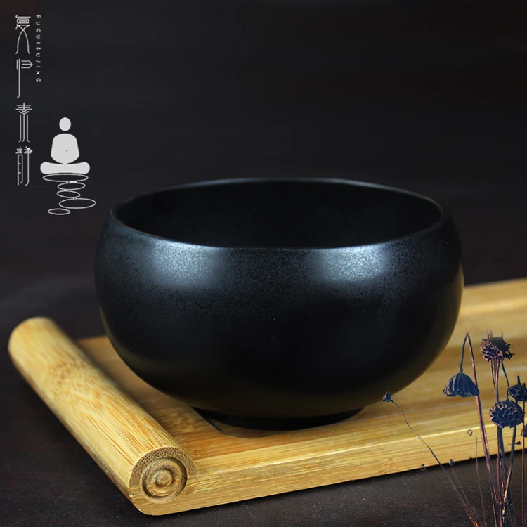 

ceramic black rice bowl for temple monks, White