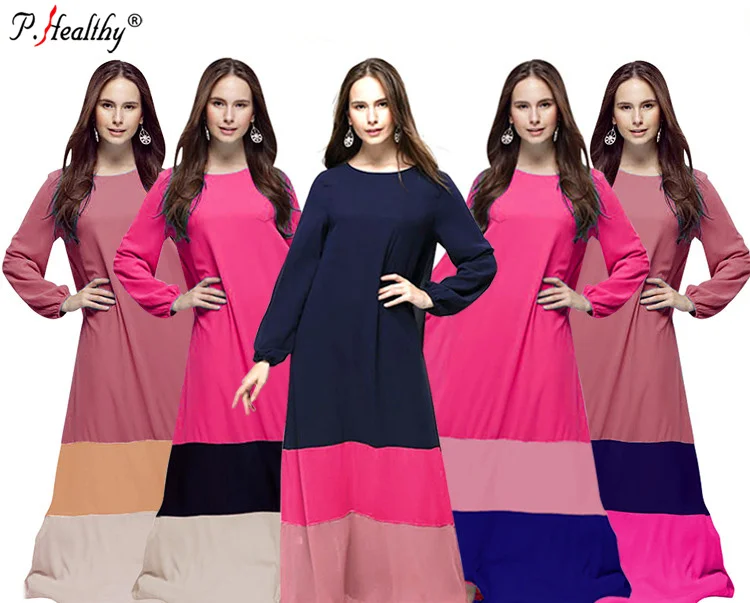 

New Fashion Middle East Arabia Women Abaya Muslim Hui Candy Color Chiffon Dress With Belt