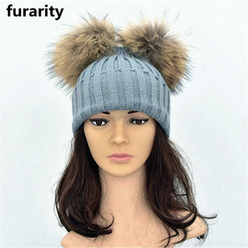 winter hats with two balls on top