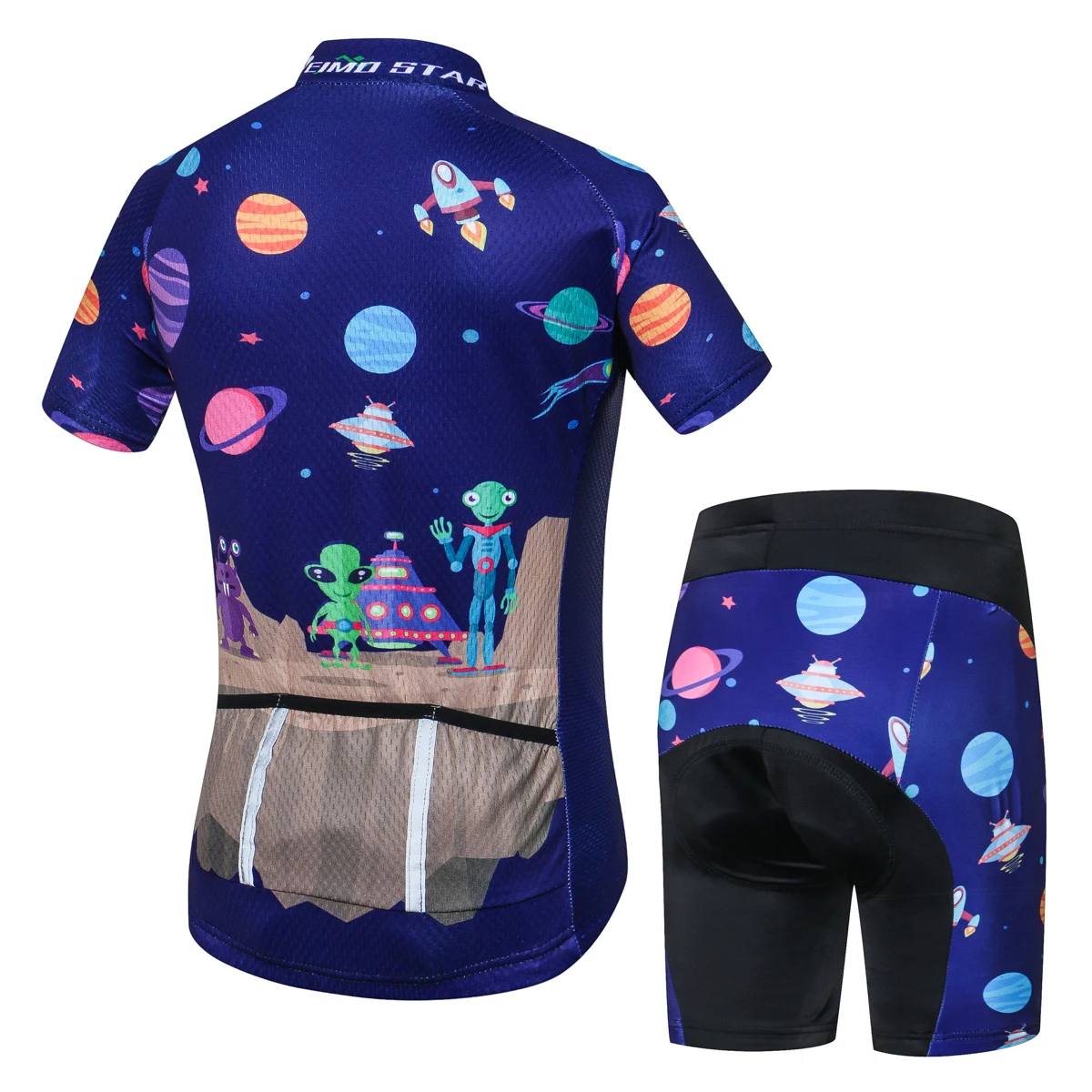 LSERVER Children Unisex Boys' Girls' Cycling Jersey Set Short Sleeve + 3D Padded Shorts