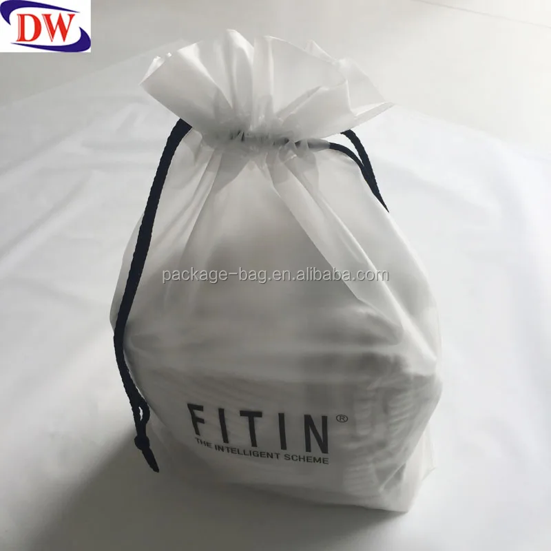 Thick Frosted Cpe Plastic Custom Logo Printed Poly Pull String Bags