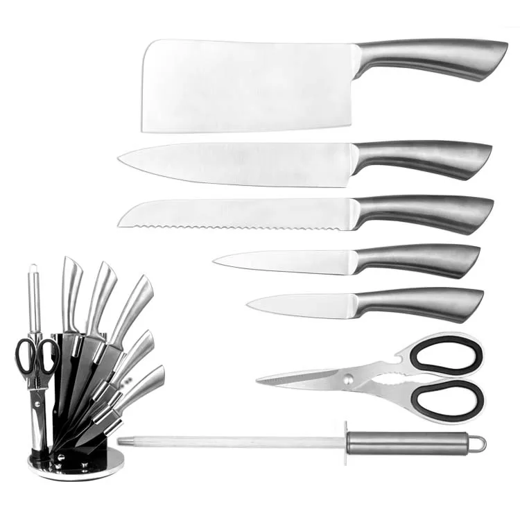 8pcs Chef's Cleaver Shinny Champagne Gold Knives Stainless Steel