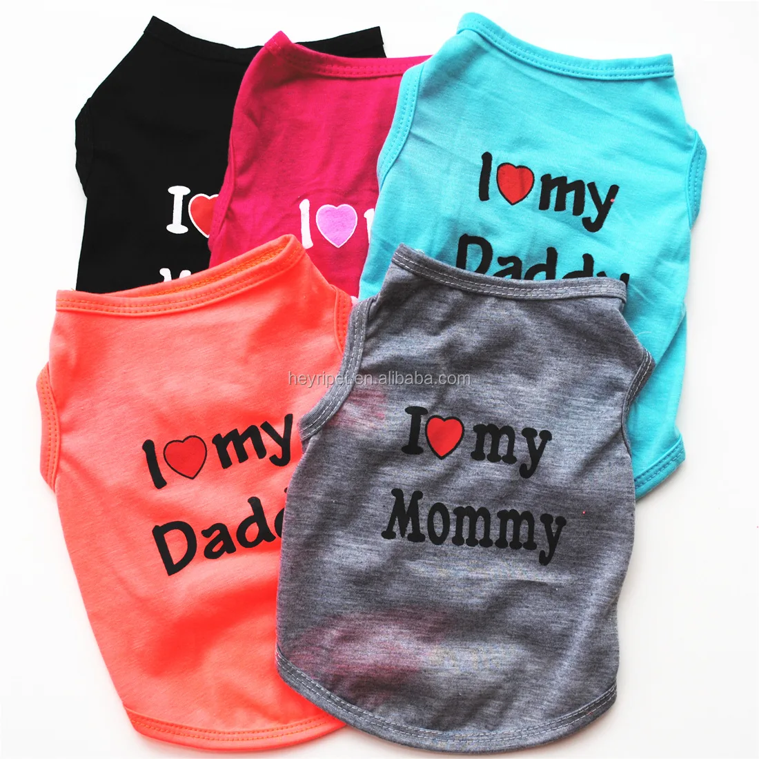 Pet Dog Puppy Cat Letters I love My Mommy Printed Cotton Shirt Vest Tops Clothes