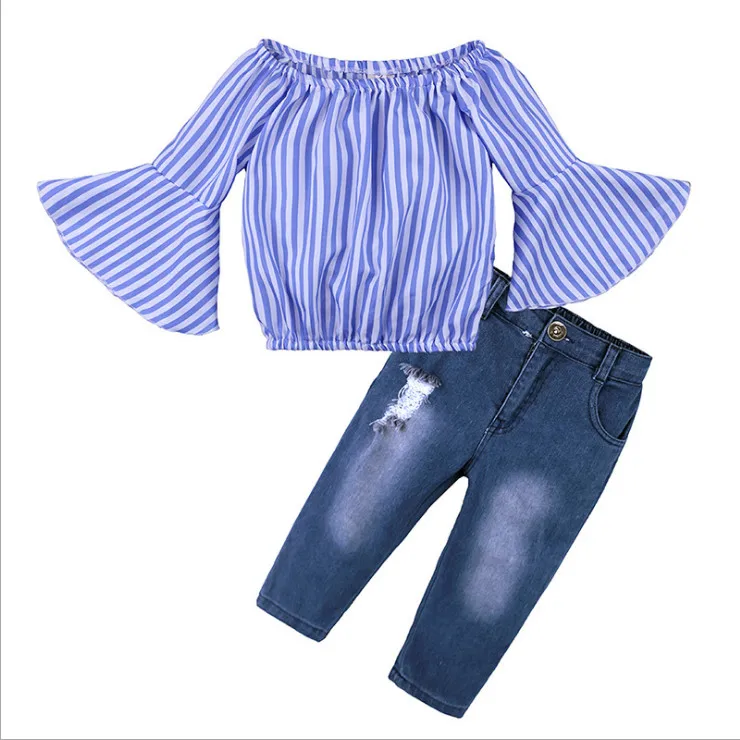 

kids top and jeans 2 pcs suit girls fashion clothing set