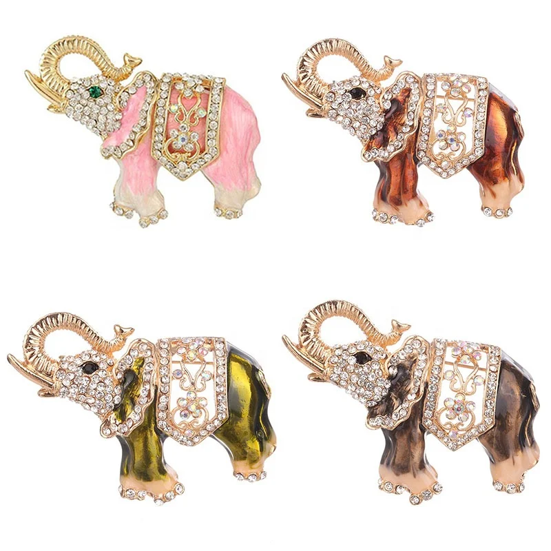 

Women Garment Rhinestone Crystal Animal Enamel Elephant Scarf Pin Brooch, Various, as your choice