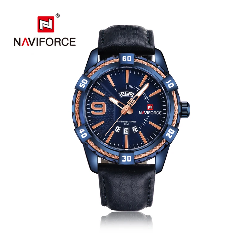 

NAVIFORCE 9117 L New Luxury Brand Quartz Watch Men Casual Military Sports Watches Leather Wristwatch foreign trade men's watch