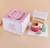 Portable 4 inch Customized Cardboard Cake Packaging Box With Handle