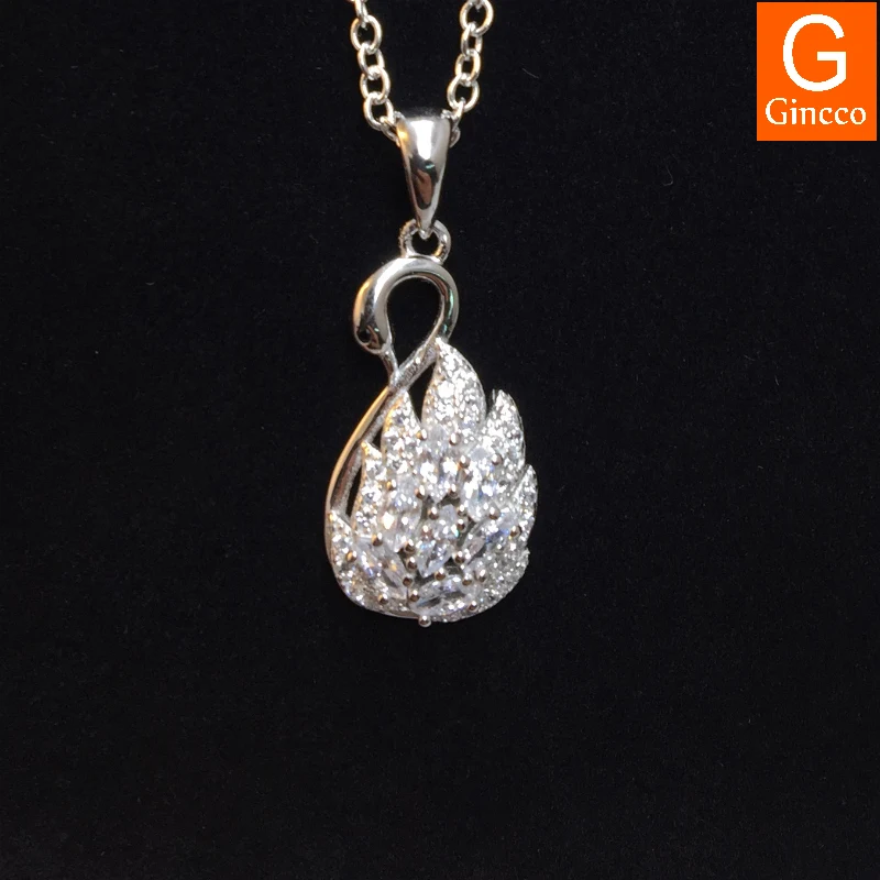 

Wholesale 925 sterling silver fashionable Swan diamond pendant forwomen