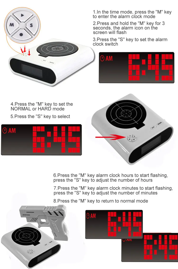 Creative Gift Laser Gun Shooting Clock Led Digital Gun Target Alarm Clock Buy Target Alarm