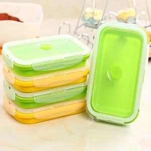 Image of Leakproof Foldable Collapsible Custom Eco Silicone School disposable Kids Lunch Boxes