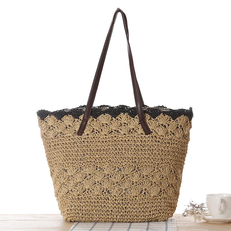 

Special Design Pattern Crocheted Paper Straw Summer Beach Tote Bag for Women