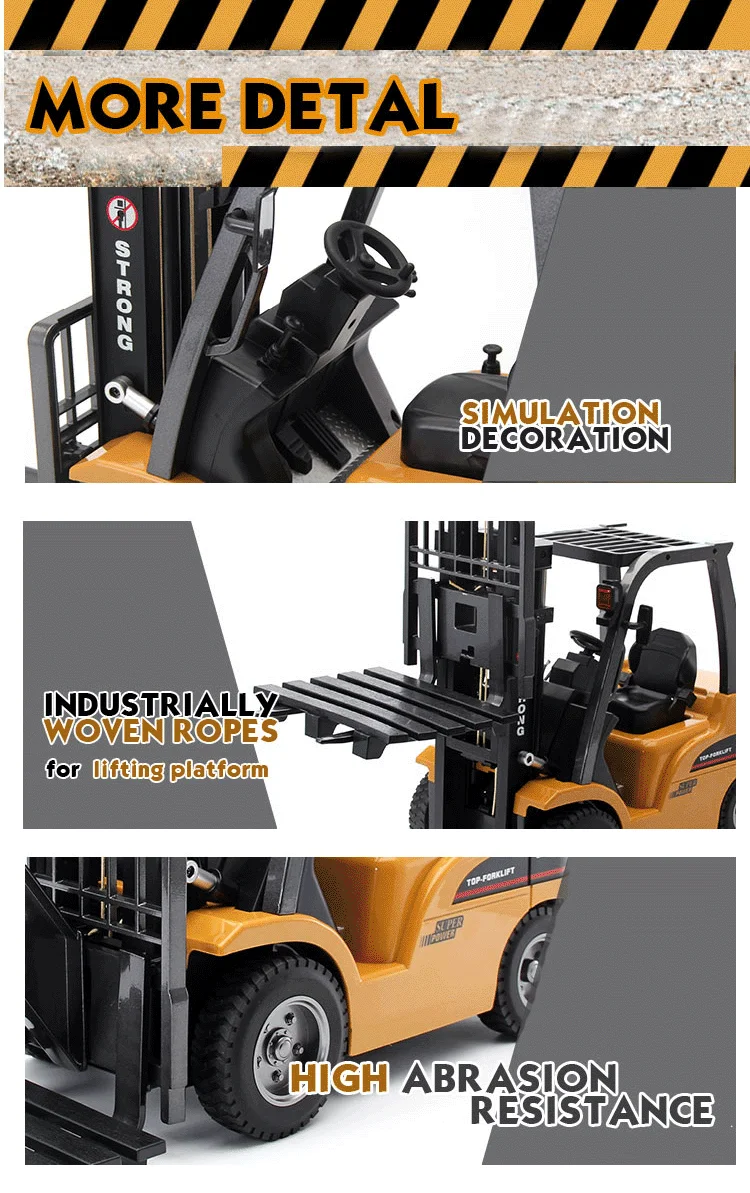 Dwi Dowellin 8 Channel Rc Alloy Remote Control Toy Forklift Truck 1/10