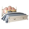 Furniture of America Sara King Poster Bed in White with Pink Upholstery with Storage V&P-b6005#
