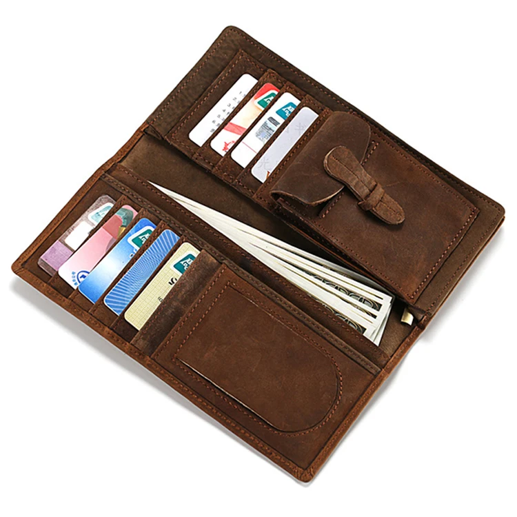 Drf Cartera Larga De Cuero Para Hombre Cartera Plegable Vint Drf Cartera Larga De Cuero Para Hombre Cartera Plegable Vint