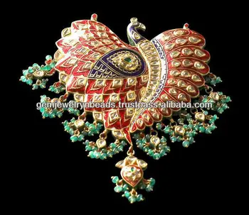kundan meena handmade peacock shaped designer pendant pendants sterling silver plated manufacturer jewelry gold larger