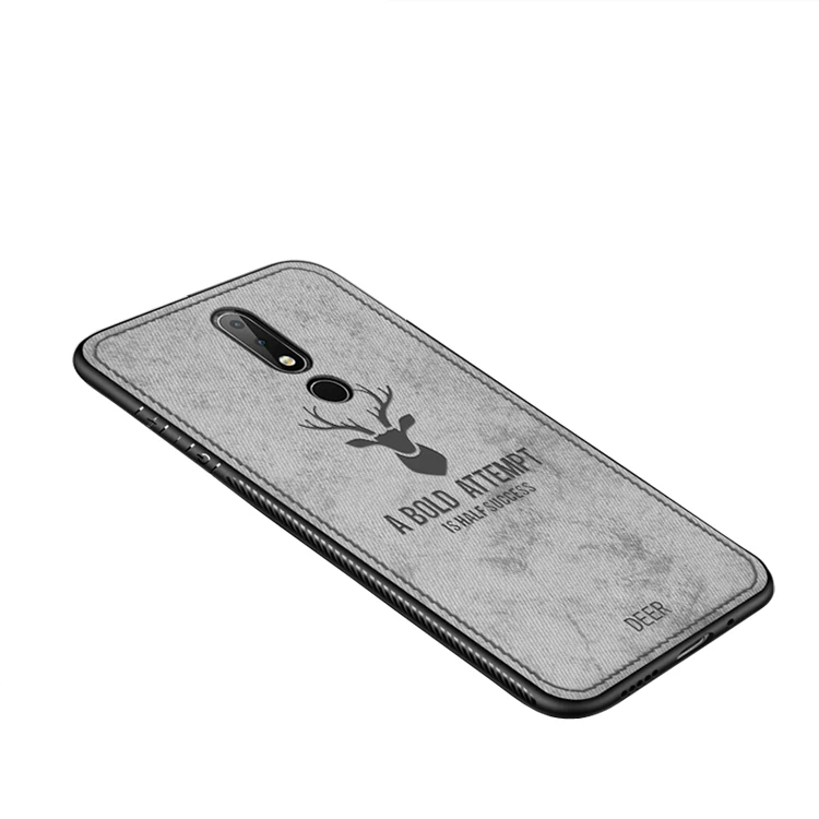

Cloth Art Deer Silhouette Soft Tpu Cover Case for Nokia X6/X7/7 plus, Black;gray