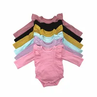 

NO MOQ RTS Wholesale Baby Clothes Newborn Romper Long Sleeves Plain Blank Baby Bodysuit