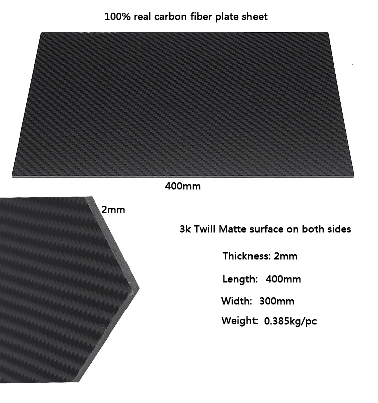 2pcs Glossy/Matte Twill/Plain Carbon Fiber Plate Panel Sheet Composite Material