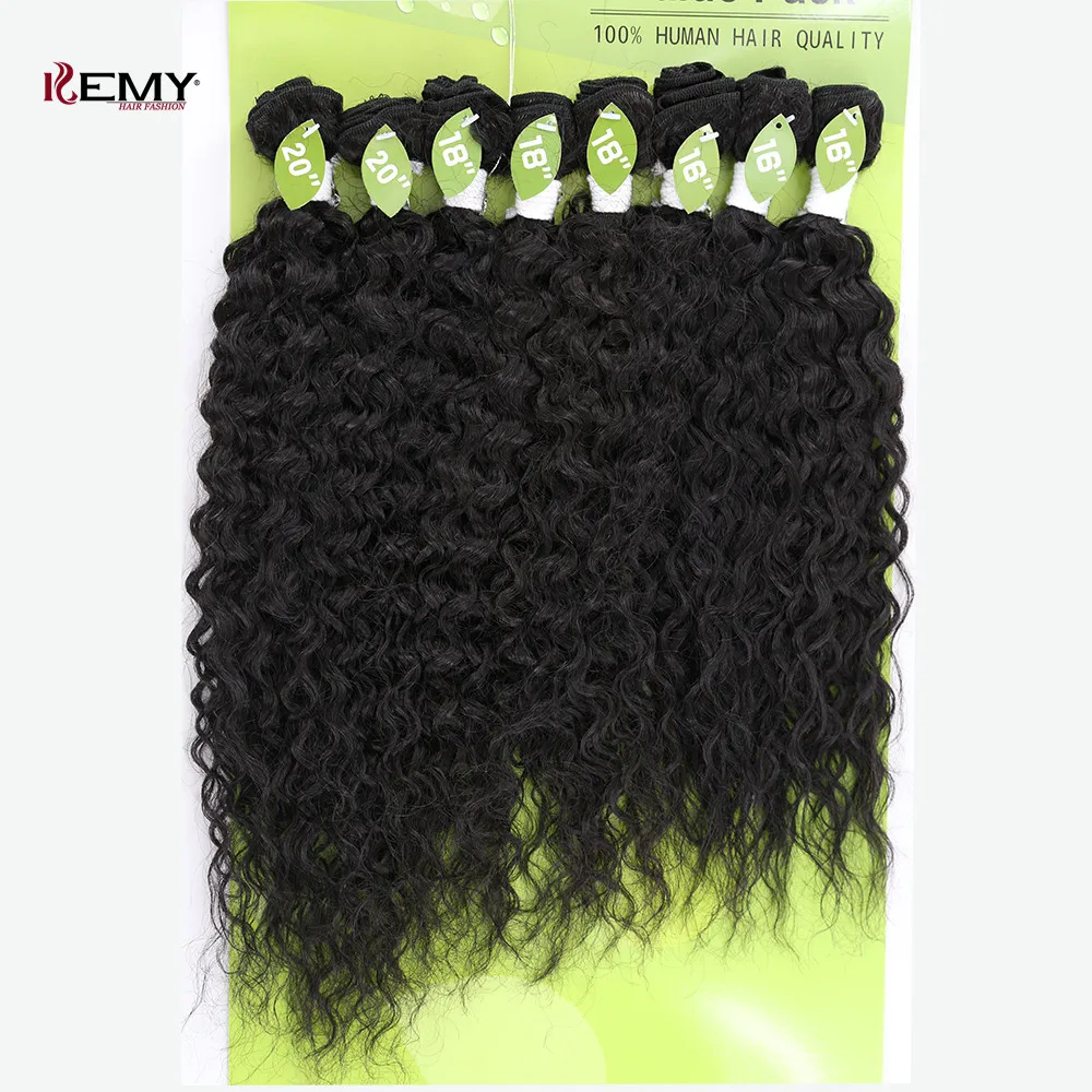 

Kinky Curly high quality Synthetic Hair Bundles 8pcs/pack 16" 18" 20" Mix Human Hair T1B/27 2# Multiple Hair Extension