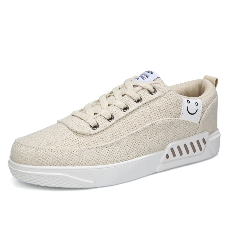 

Fashion men Linen fabric upper flat shoes sudents school shoes