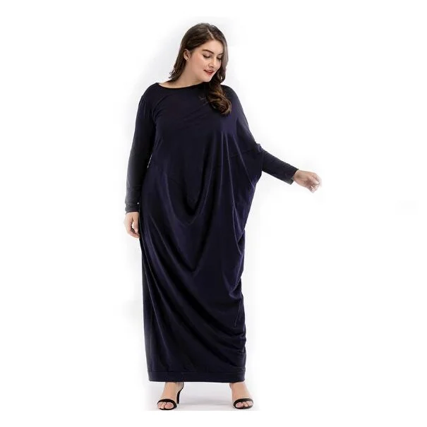 

Middle East clothing long-sleeved Muslim dress loose solid color show Arab robe Russian large size women's clothing