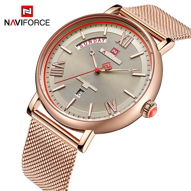 

NAVIFORCE 3006 Fashion Watches Men Luxury Mesh Steel Quartz Watch Waterproof Casual Gold Wrist Watch Relogio Masculino