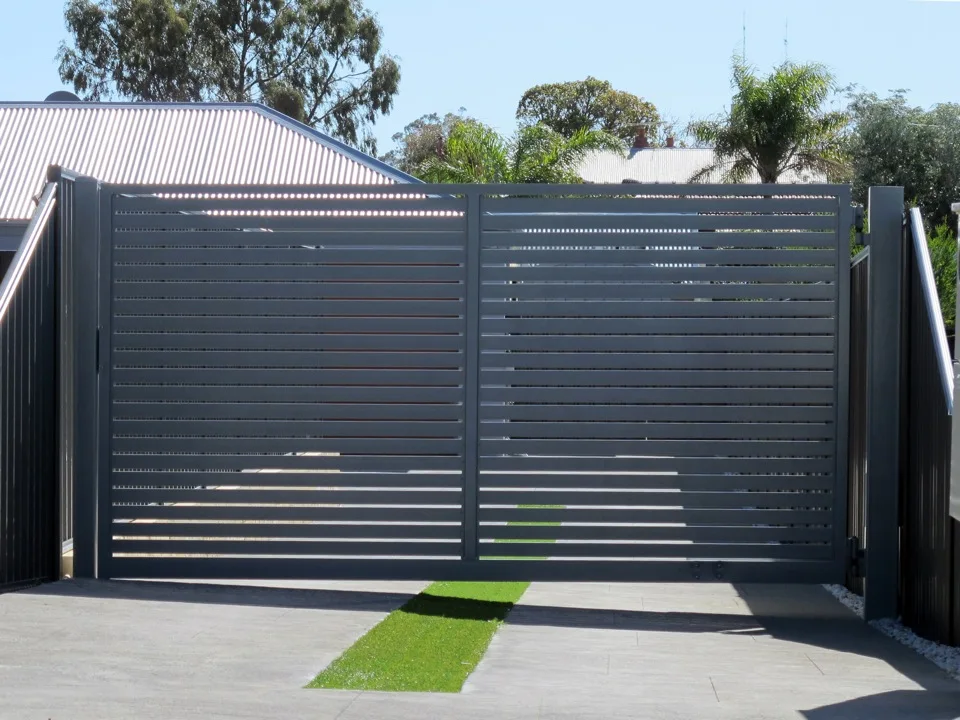 Anju Factory Aluminium Slat Fence Double Swing Gate - Buy Slat Sliding