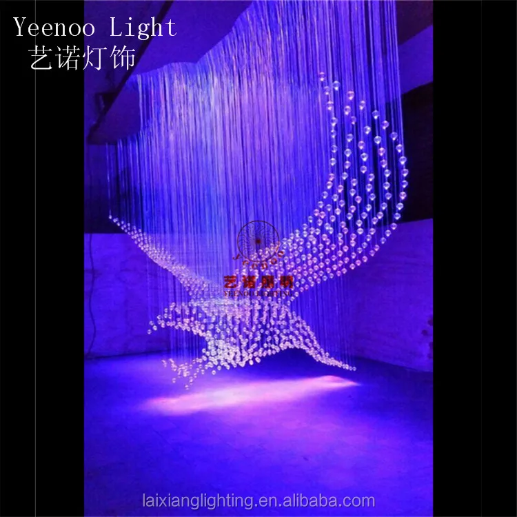 2019 flying 3D eagle design led decorative chandelier with 8 kinds color change crystal diy fiber optic chandelier