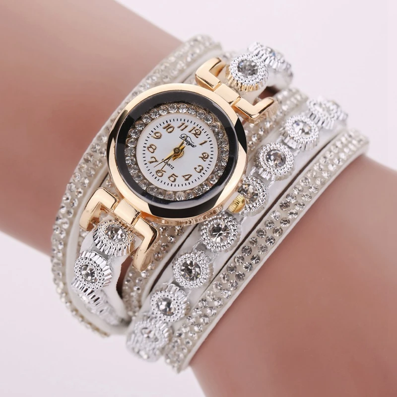 

Relogio masculino Women Quartz Women Hours Horas PU Leather Rhinestone Watch Bracelet Watches