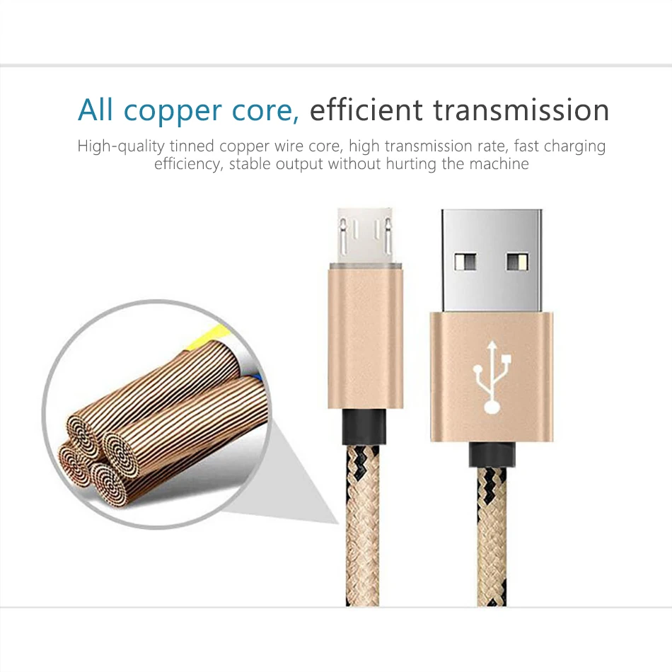 1m 2m 3m Fast Charging Micro USB Mobile Phone Data Cable For Samsung Charger - ANKUX.COM