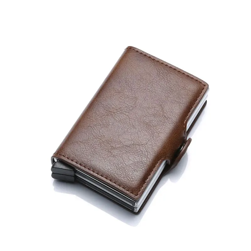 Factory New Design Pu Leather Pop Up Card Wallet With Double Aluminium 