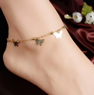 

Fashion Peace Sign Jingle Bell Chain foot Sandal Beach Jewelry Anklet Bracelet, Golden