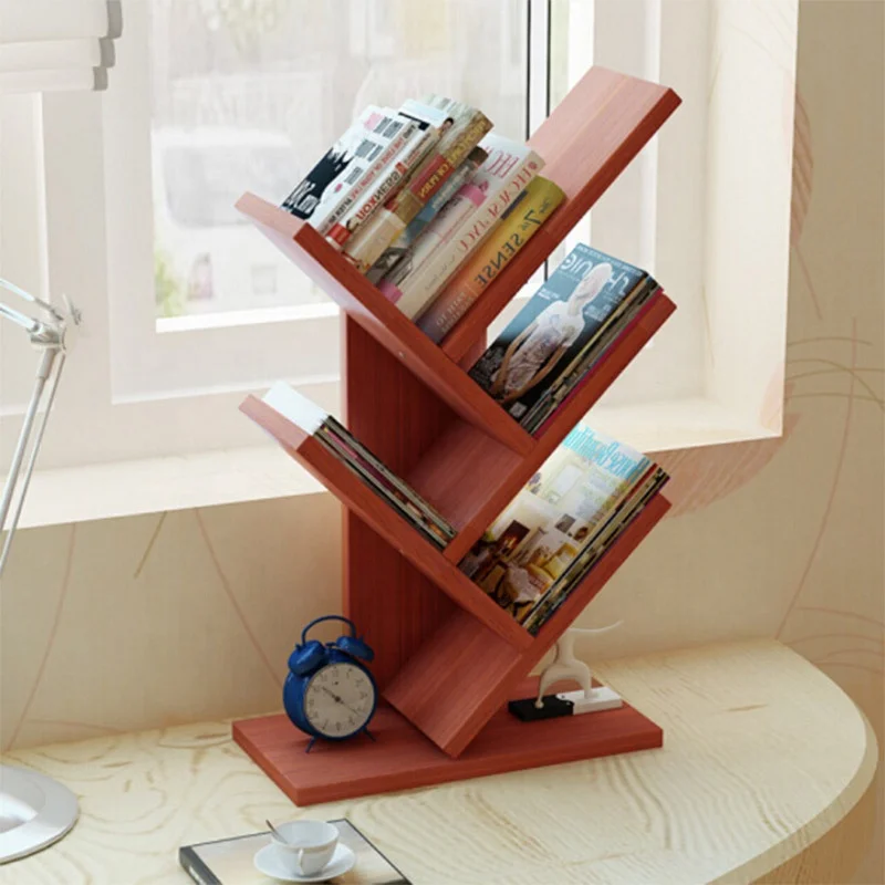 Oak Red Shelf Tree Bookcase Bookshelf Hard Wood Books Display Rack