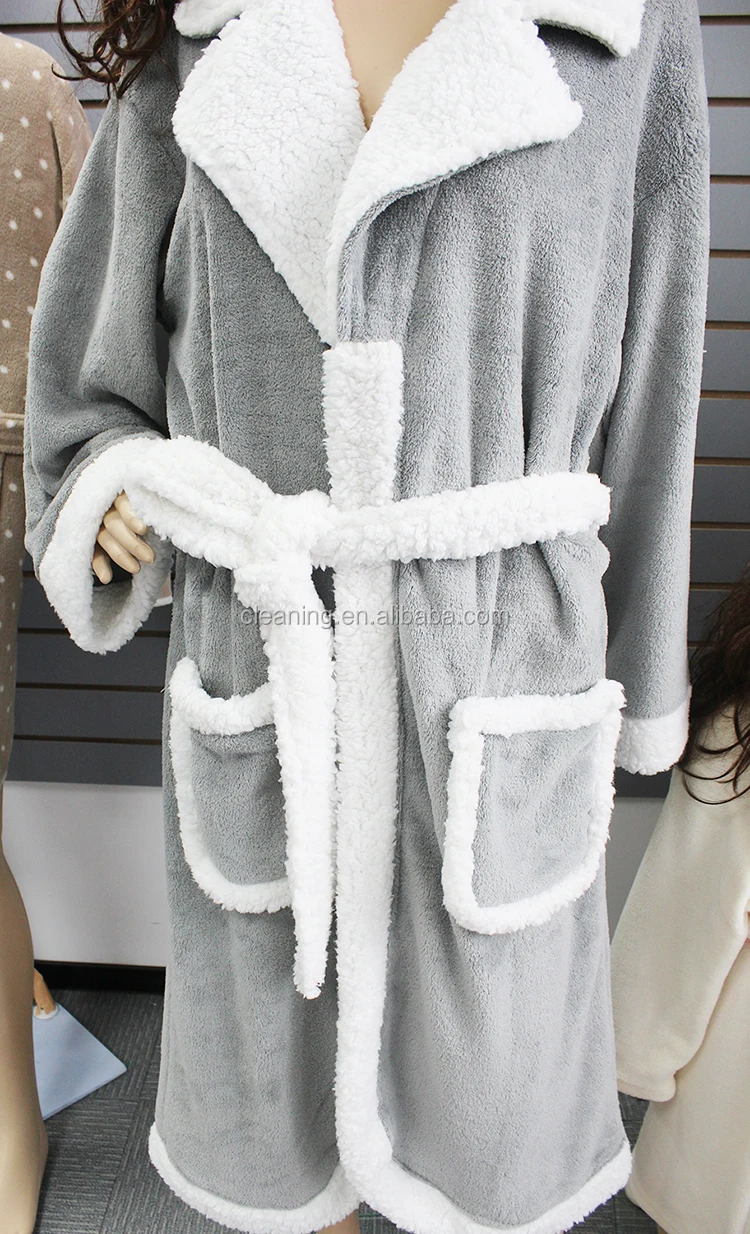 Wholesale Fancy Hooded Spa Bathrobe Luxury Sexy Coral Fleece Stain Bath