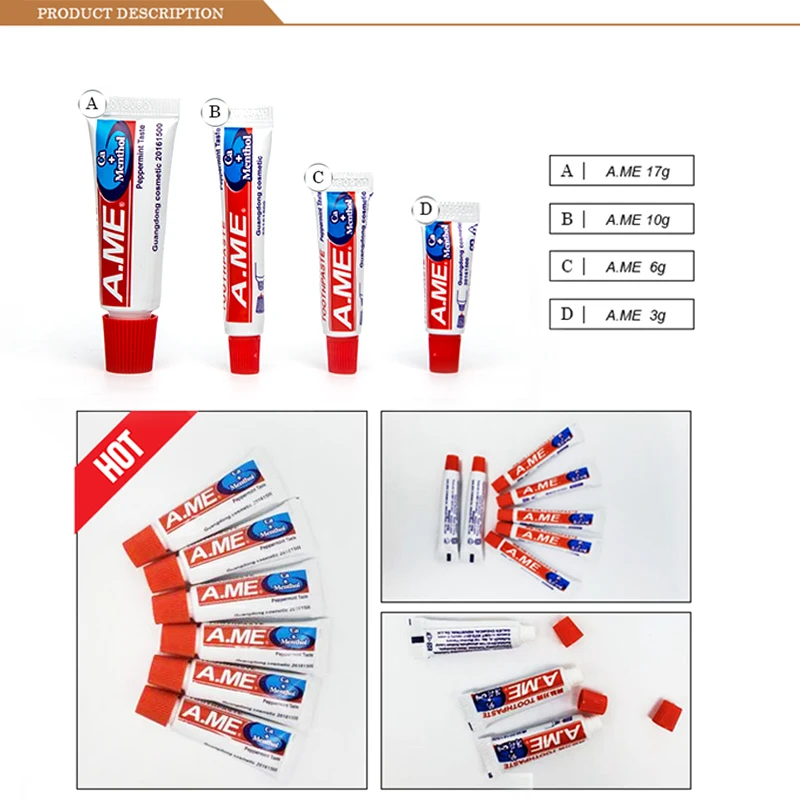 Wholesale/bulk/cheap Hotel A.me 3g/5g/6g/10g/17g Toothpaste Buy Hotel