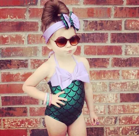 

Wholesale cheaper price Kids Girls 2 Pcs Princess Mermaid Swimwear Bikini Set Swimsuit, Picture