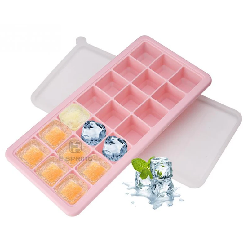 

FREE SHIPPING 21 Cavities Silicone Ice Cube Trays With Lid, According to pantone color