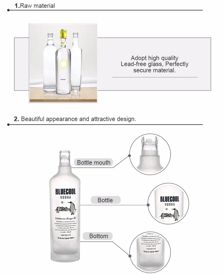 Factory  price 700ml glass vodka bottle in china