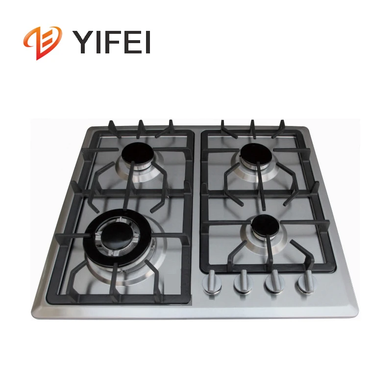 Kitchen cooking appliance 4 burners built in Cast iron gas cooker/stainless steel panel