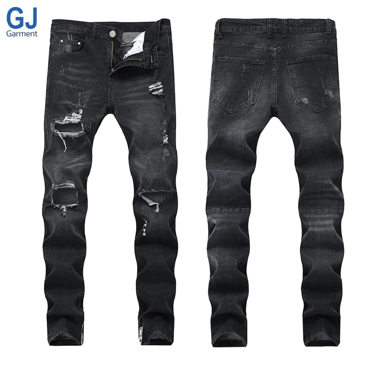 

Wholesale China Manufactures In BulkD Damaged Crush New Model Stlylish For Men Black Color Ripped Skinny Fit Men's Jeans Pants, Light blue