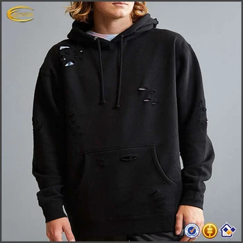 distressed black hoodie