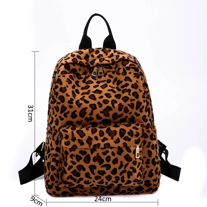 New Arrival Leopard Print Velvet Backpack Leopard Fur Bag Leopard ...