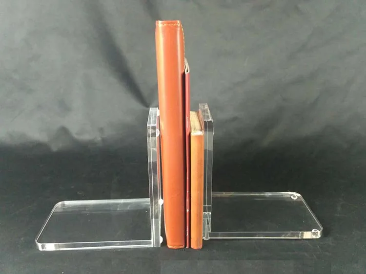 Office Stationery Clear Acrylic Bookends 2 Pack Clear Plastic Bookends