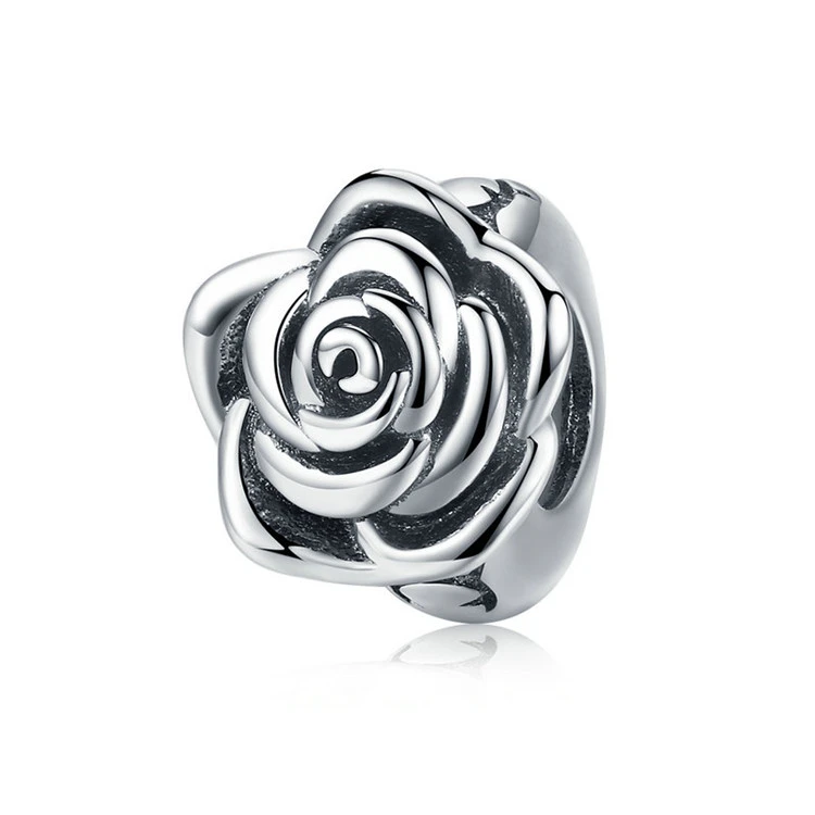 

Hot Style Qings Rose Flower Charm Beads OEM/ODM Sterling Silver DIY Charm Pendant