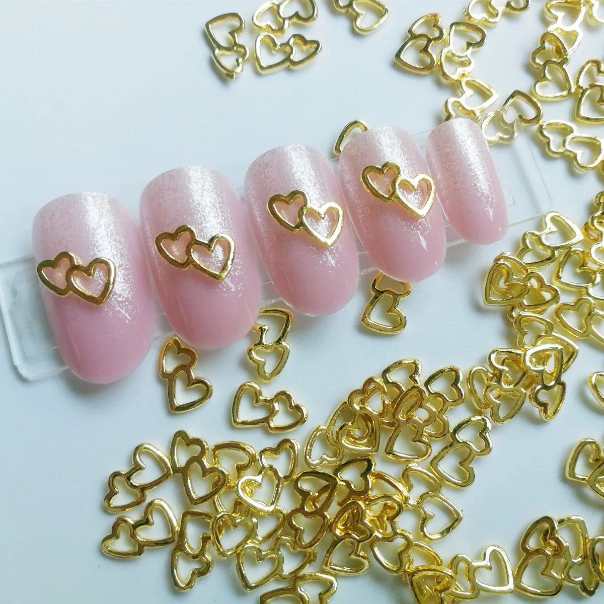 

3D nail art heart alloy jewelry parts nail alloy double heart parts nail alloy decorations