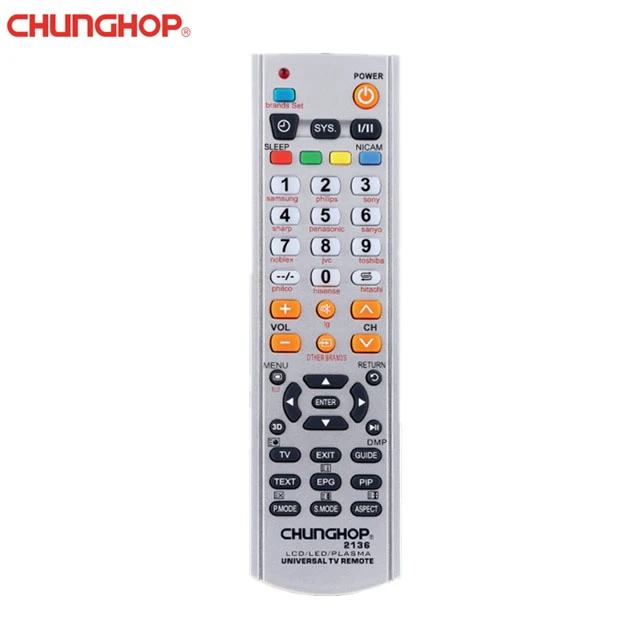 

Chunghop 2136 LCD LED PLASMA TV Remote Control Infrared Frequency Remote LED Control, Silver