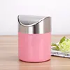 Stainless steel mini desktop trash can/table dustbin/ waste bin with swing lid