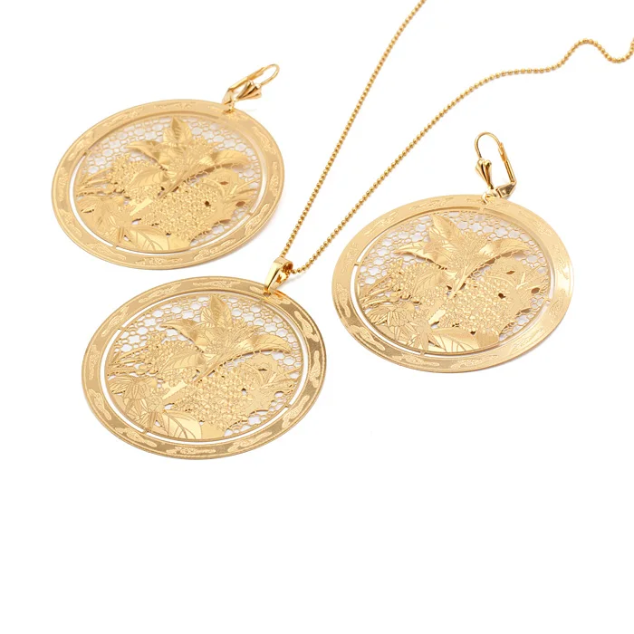 

60209 Xuping fashion jewelry new styles plain round 18k gold plated jewelry set